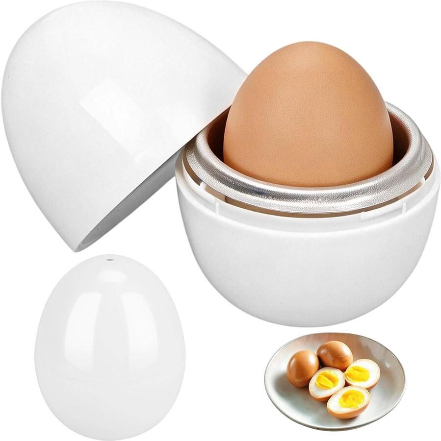 Magnetron Eierkoker Eierwarmer Mand Snel Ontbijt Set van 2 9 x 7 cm Wit