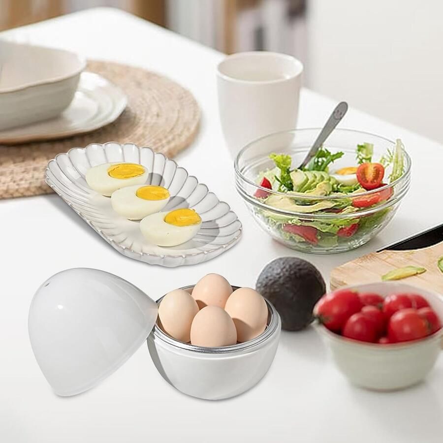 Magnetron Eierkoker Eipocher Koker Snel Eieren Koken Geïntegreerd Ventilatiesysteem 4 Eieren Wit