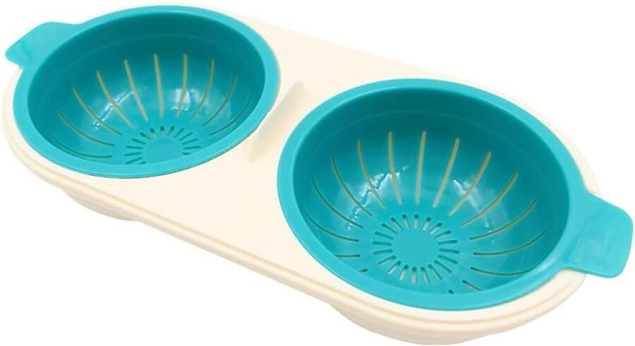 Magnetron Eierkoker Eistomer Gepocheerde Eiermaker Ontbijt Maken Pocheert 2 Eieren Tegelijk 23 cm Lengte Blauw Wit