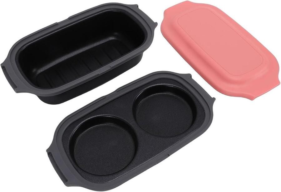 Magnetron Eierkoker Grillpan Keuken Gadget Compact Fornuis Snel Maaltijden Bereiden Antiaanbaklaag Draagbaar 1 Eenheid Aluminiumkleurig