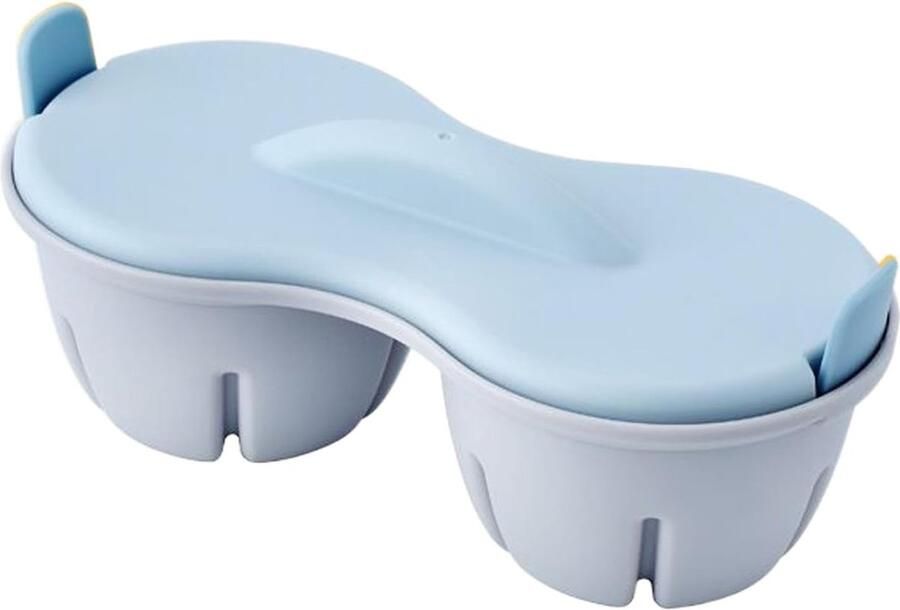 Eierkoker Magnetron Eierpocheerder Ontbijt Maken Twee Holtes 22 cm Blauw