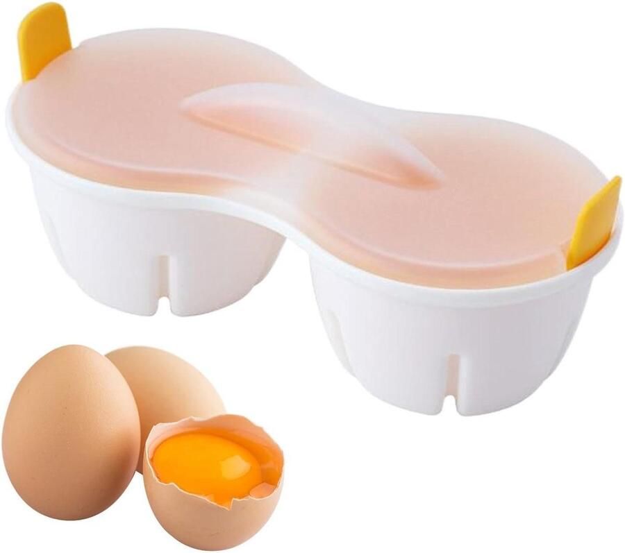 Magnetron Eierkoker Keuken Accessoire Snel Ontbijt Maken Dubbele Holtes 22 cm Lengte Geel