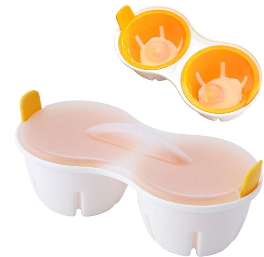 Magnetron Eierkoker Keukenapparaat Ketel Snel Eieren Koken Twee Holtes 22 cm Geel