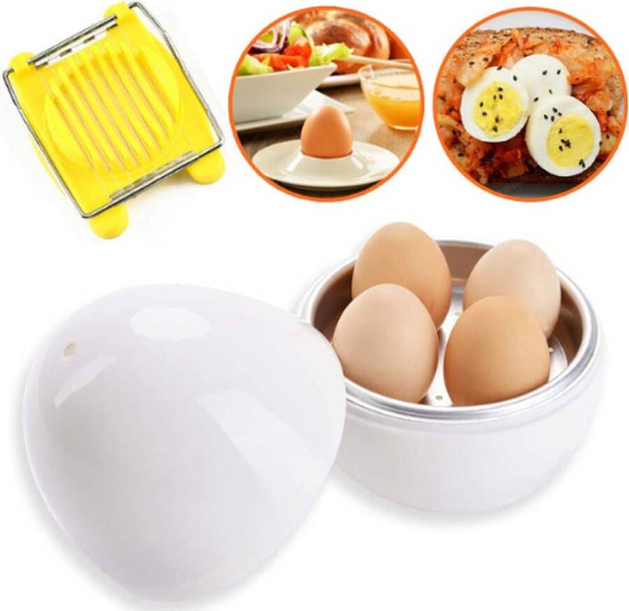 Magnetron Eierkoker Microwave Egg Boiler Eenvoudig Klaar te Maken Binnen 10 min Klaar Voor 4 Eieren Gratis Ei Cutter