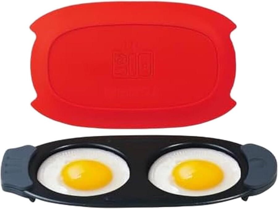 Magnetron Eierkoker Ontbijt Maker Snel Koken Dubbele Kamers 20x10x3cm Rood