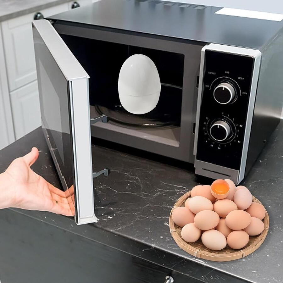 Magnetron Eierkoker Pocher Kookgerei Snel Ontbijt Maken Geïntegreerd Ventilatiesysteem 4 Eieren Wit