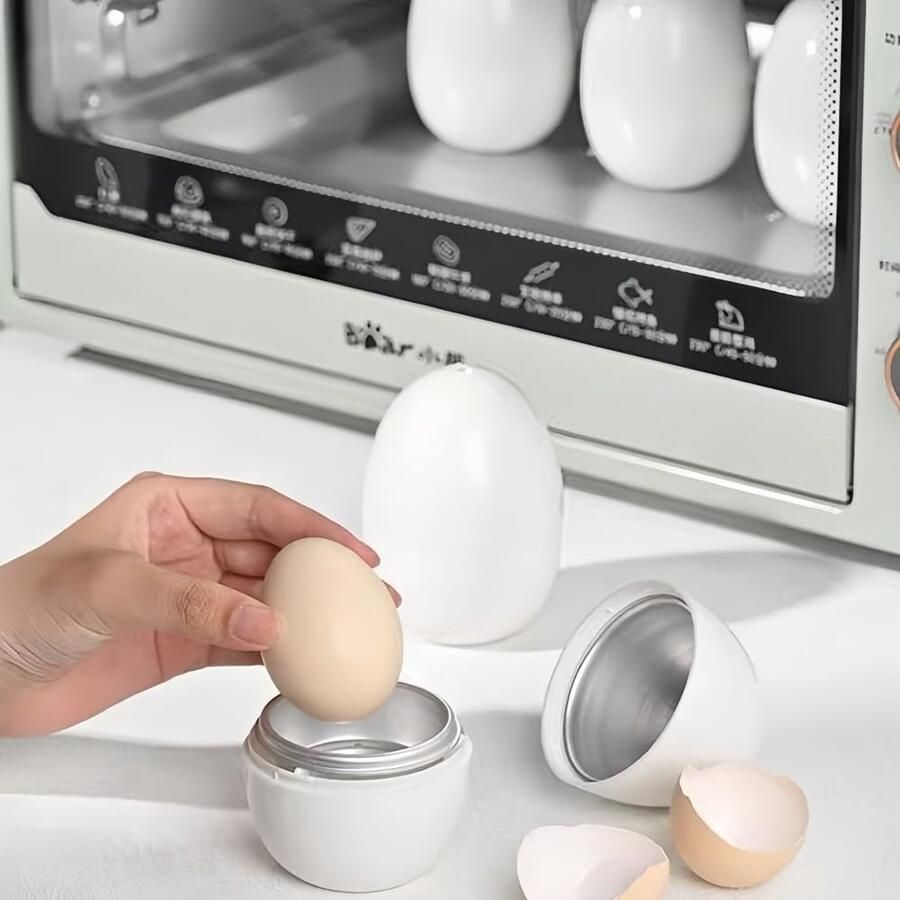 Magnetron eierkoker set van 2 stuks geschikt voor 1 ei per stuk snel gezond ontbijt voor thuis en kantoor 9*7cm