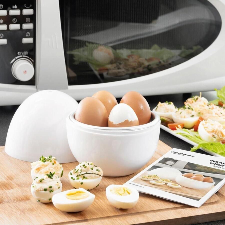 Magnetron Eierkoker Snel Eieren Koken Inclusief Receptenboekje Voor 4 Eieren Zilverkleurig