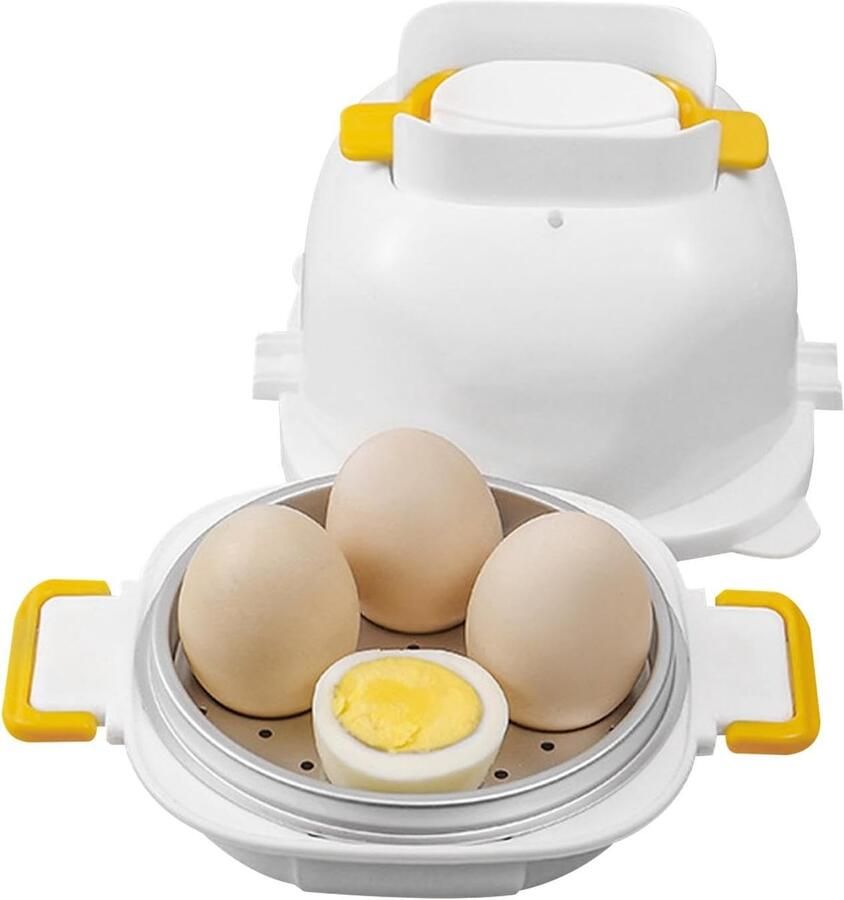 Magnetron Eierkoker Snel Ontbijt Maken Met Eiersnijder Voor 4 Eieren Wit