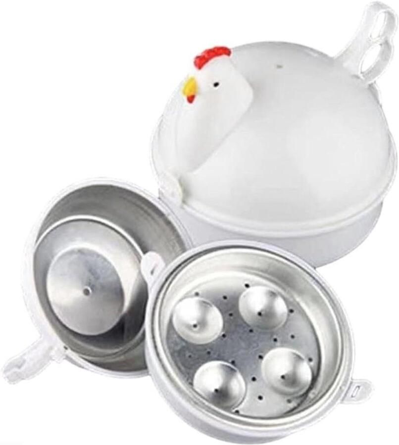 Magnetron Eierkoker Stoomboot Ketel Snel Ontbijt Met Watertank 14 cm Wit
