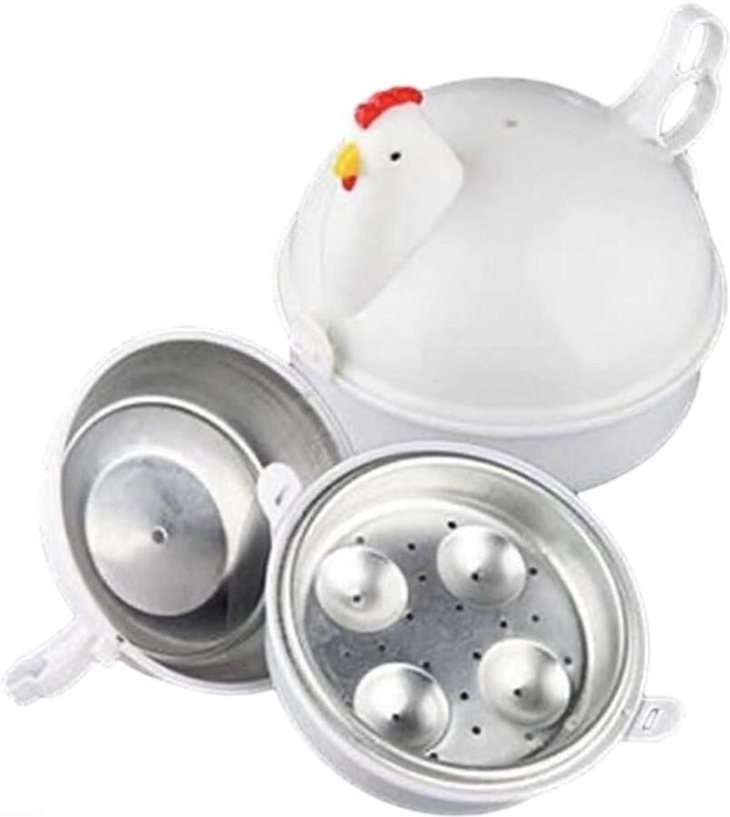 Magnetron Eierkoker Stoomboot Koken Ontbijt Bereiden Met Water Tank 14 x 14 cm Wit
