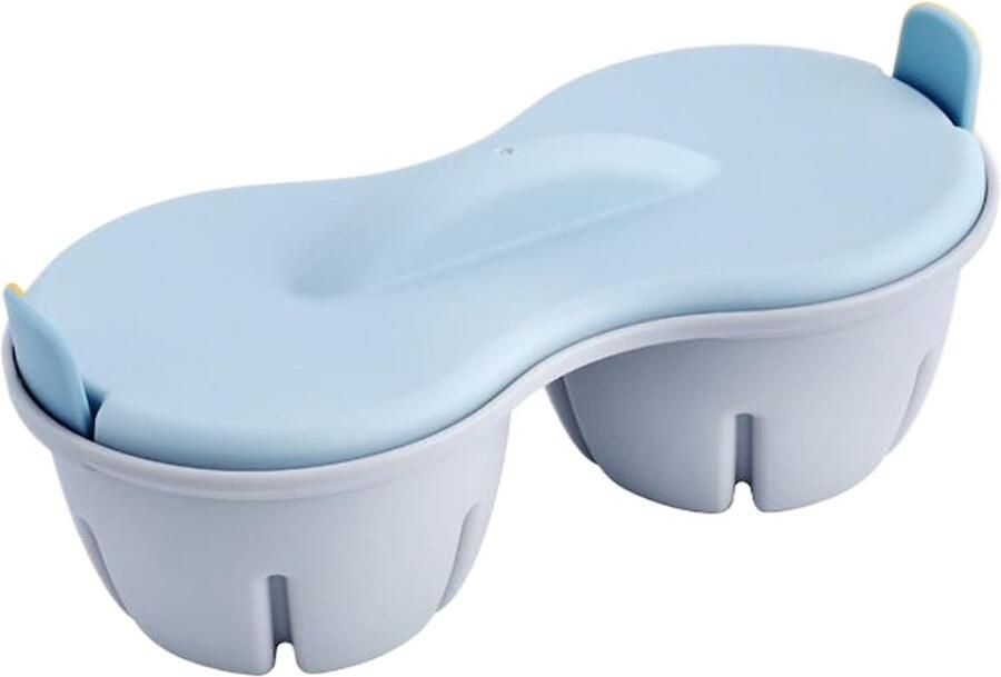 Magnetron Eierkoker Stoomkoker Poached Snel Ontbijt Dubbele Hulzen 22 cm Blauw