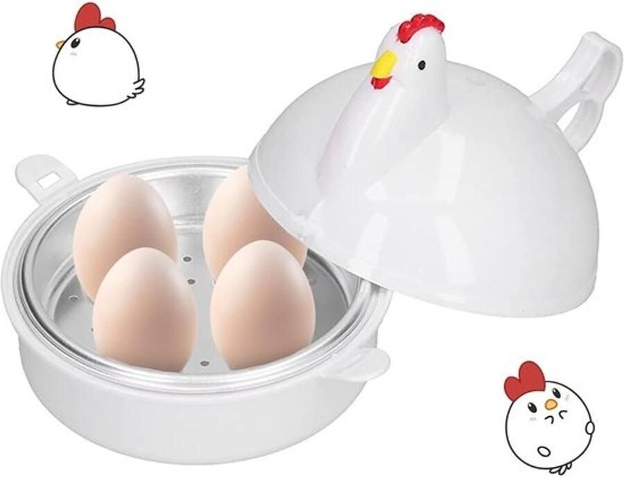 Magnetron Eierkoker Stoomkoker voor de Keuken Ontbijtbereiding Capaciteit 4 Eieren 123 cm Diameter Wit