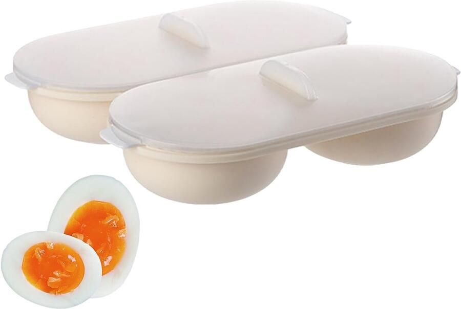 Magnetron Eierkoker voor 2-4 Eieren Stoompan voor Gepocheerde en Hardgekookte Eieren