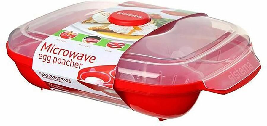 Magnetron Eierkoker voor 4 Eieren Rood BPA-vrij