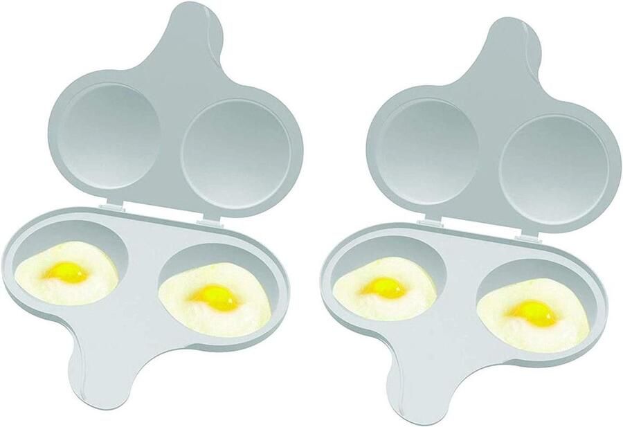 Magnetron Eierpocheerder Pocheerbakje Ontbijt Maken Twee Compartimenten Set van 2 Grijs