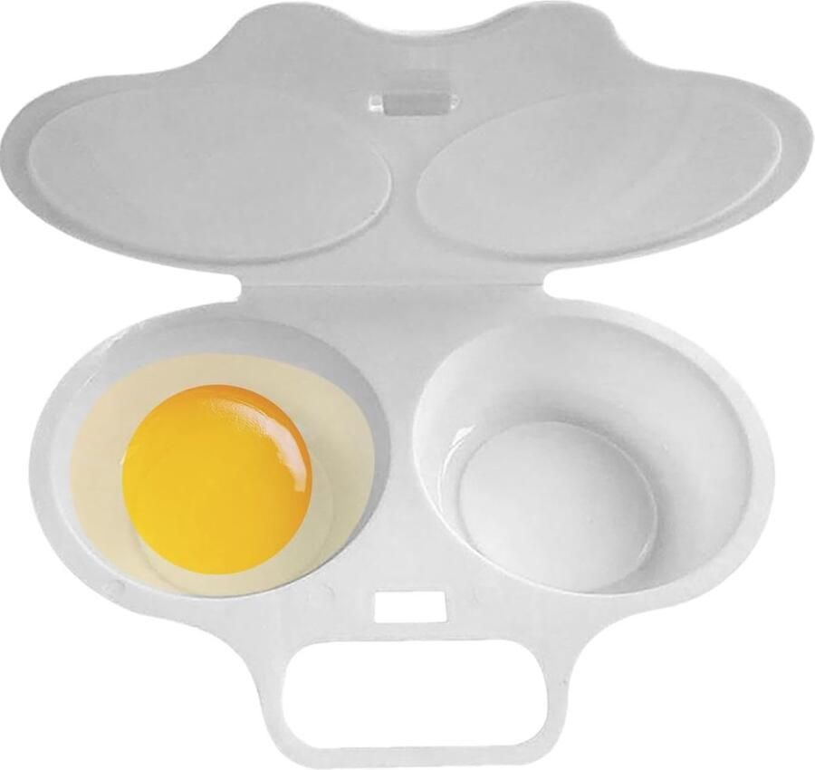 Magnetron Eierstroper Eierkoker Timer Snel Ontbijt Dubbellaags Ontwerp 16 x 11.5 cm Wit
