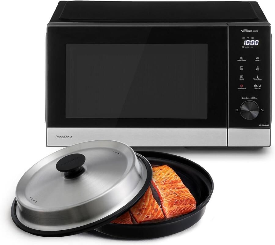 Magnetron Grill Combi Oven Snel Koken Met Stoomfunctie 29 Liter Zwart RVS