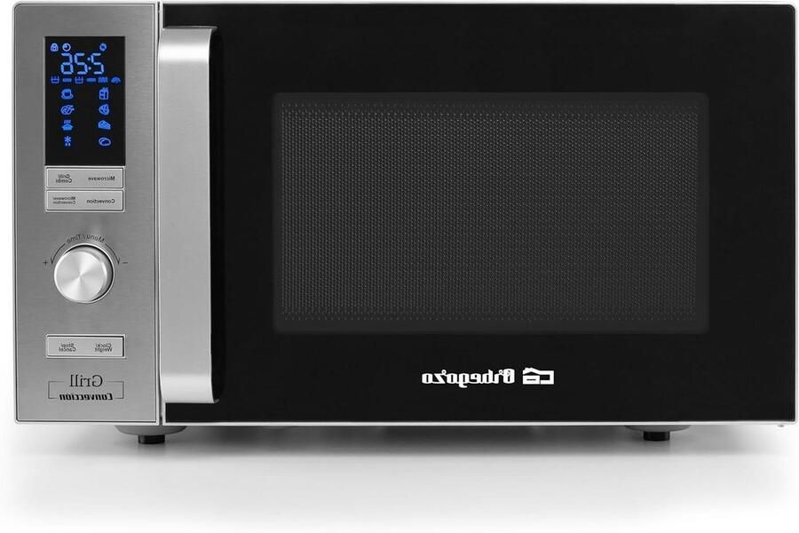 Magnetron Grill Convectie Multifunctionele Oven Snel Maaltijden Bereiden 7 Voorgeprogrammeerde Menu's 25 Liter Capaciteit Zilverkleurig