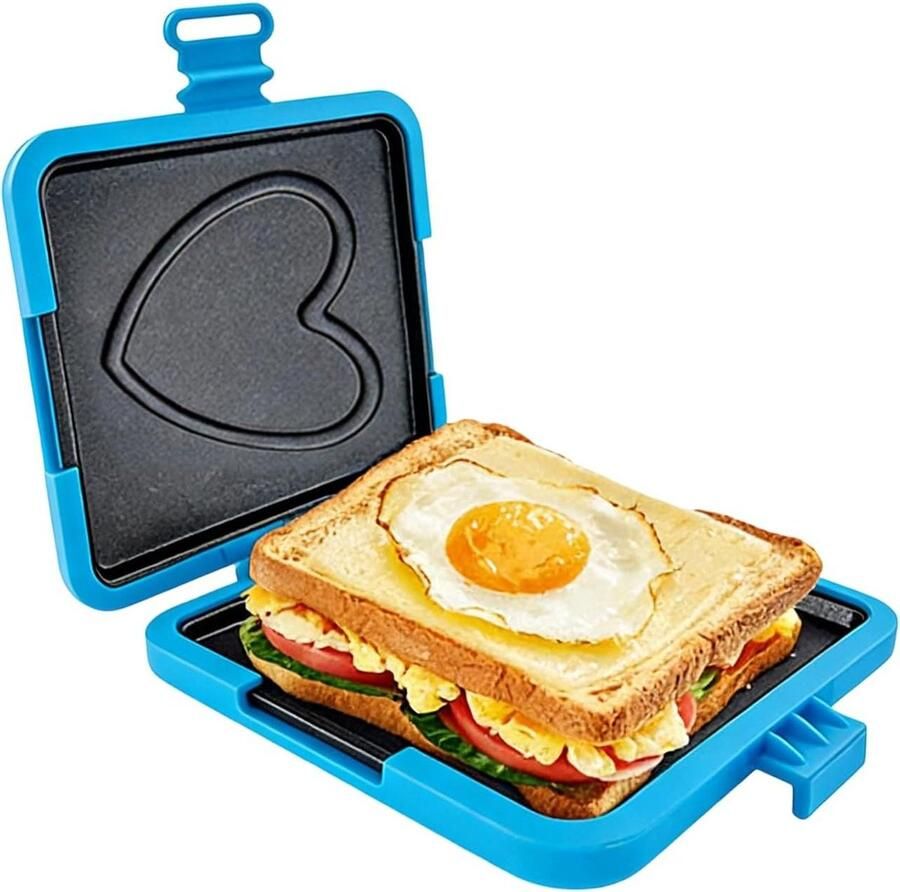Magnetron Sandwichmaker Opvouwbaar Grillapparaat Snelle Maaltijden Antiaanbaklaag Compact Formaat Blauw