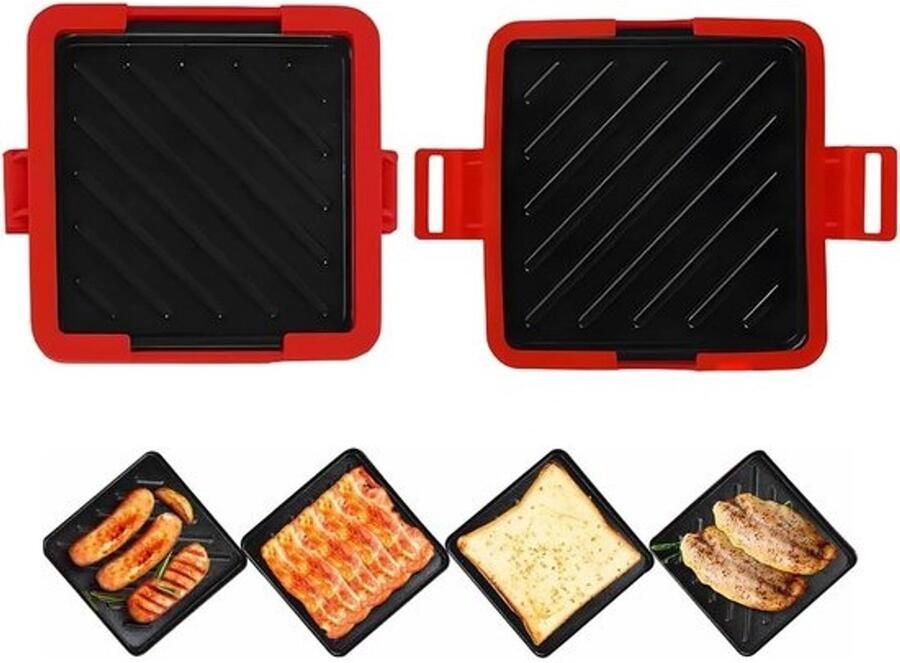 Magnetron Grill Sandwich Maker Snelle Snacks Maken Antiaanbakplaten 4x17x4 cm Rood