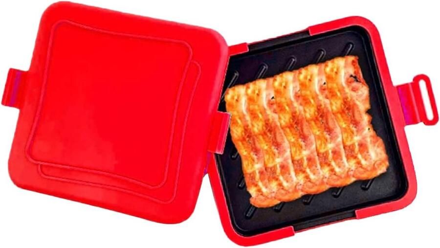 Magnetron Grill Sandwichmaker Panini Snel Ontbijten Antiaanbaklaag Vaatwasbestendig 4 x 17 x 4 cm Rood