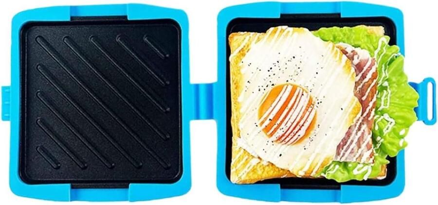 Magnetron Grill Tosti Grill Snelle Snacks Maken Antiaanbakplaten 17 cm breed Blauw
