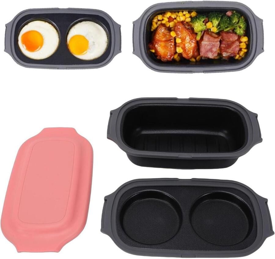 Magnetron Grillpan Compacte Pan Snel Koken Anti-aanbaklaag Niet gespecificeerd Zwart