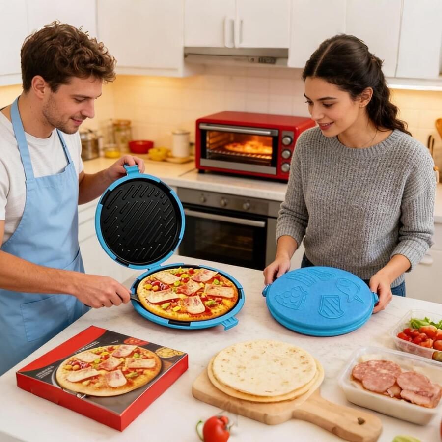Magnetron Grillpan Pizza Plaat Snelle Maaltijden Gelijkmatige Hitte 25 cm Breed Blauw