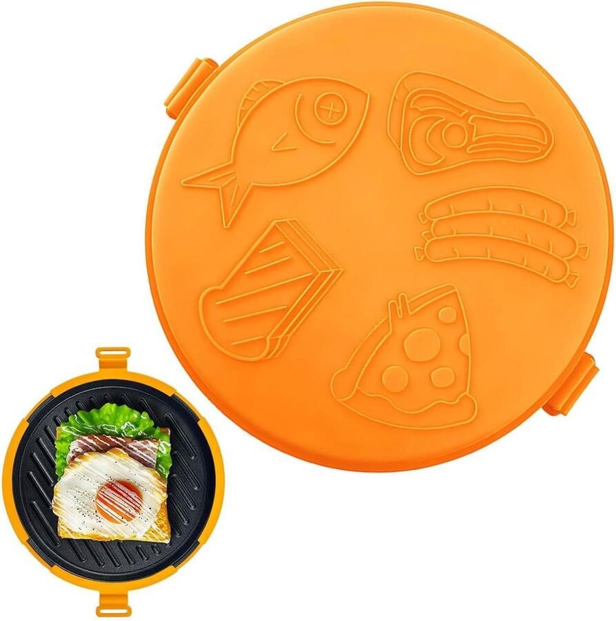 Magnetron Grillpan Pizzaplaat Sandwichmaker Snel Eten Bereiden Anti-aanbaklaag 27 cm Oranje