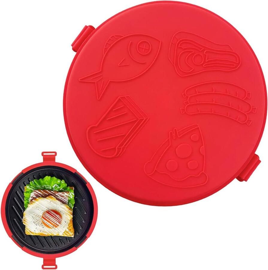 Magnetron Grillpan Pizzaplaat Sandwichmaker Snel Ontbijt Bereiden Gelijkmatige Warmteverdeling 25 cm Rood
