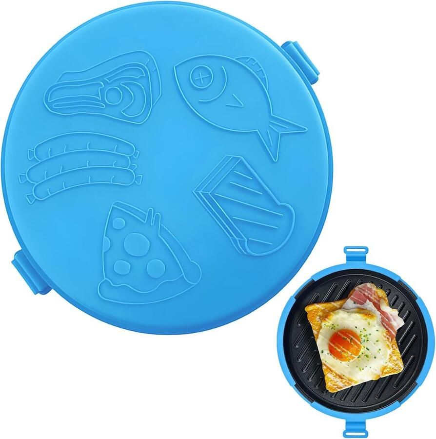 Magnetron Grillpan Keuken Gadget Snel Eten Bereiden Geurloze Prestaties 25 cm Breed Blauw