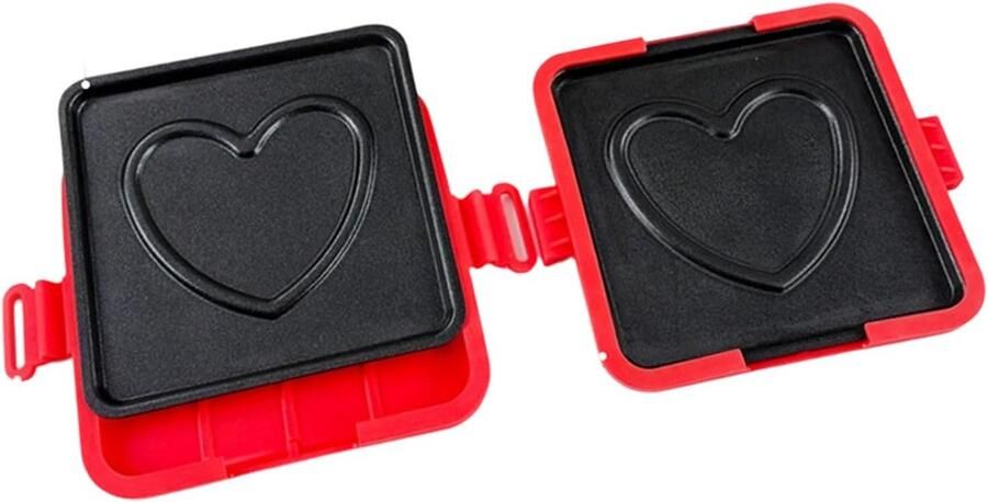Magnetron Grillpan Sandwich Maker Ontbijt Snack Compact Opvouwbaar 16x14x3 cm Rood