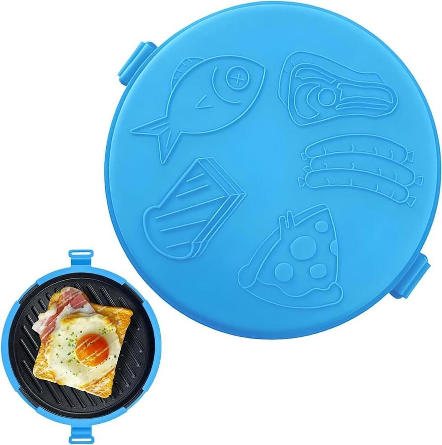 Magnetron Grillpan Snelle Pizza Maker Ontbijt Koken Gelijkmatige Verwarming 25 cm Breed Blauw