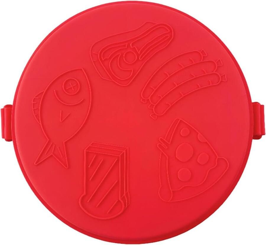 Magnetron Grillplaat Pizzaplaat Sandwichgrill Snel Koken Slim Afwateringsontwerp 25 cm Breed Rood