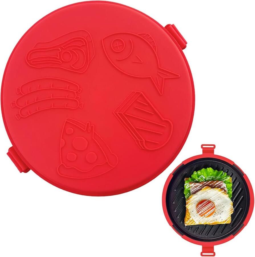 Magnetron Grillpan Sandwichmaker Pan Snel Koken Gelijkmatige Verwarming Compact Formaat Rood
