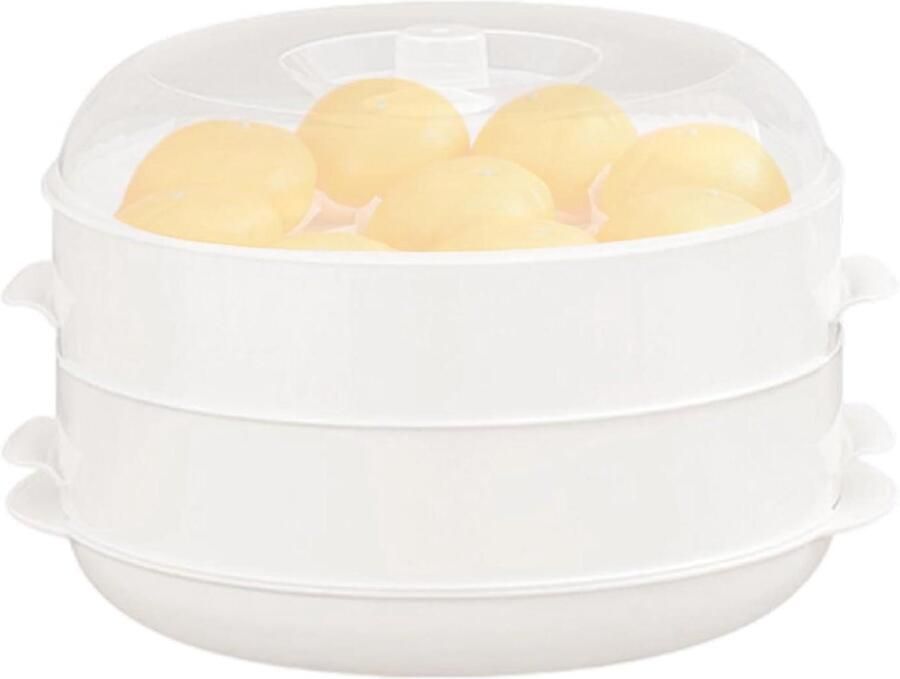 Magnetron Stoompan Voedselcontainer Opwarmer Gezond Koken Dubbellaags Ontwerp 22x16.5 cm Wit