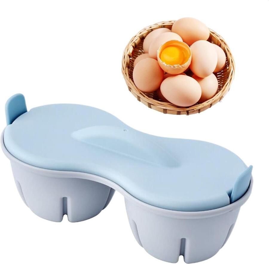 Magnetron Ketel Eierkoker Snelle Maaltijd Bereiding Dubbellaags Ontwerp 22 cm Lengte Blauw