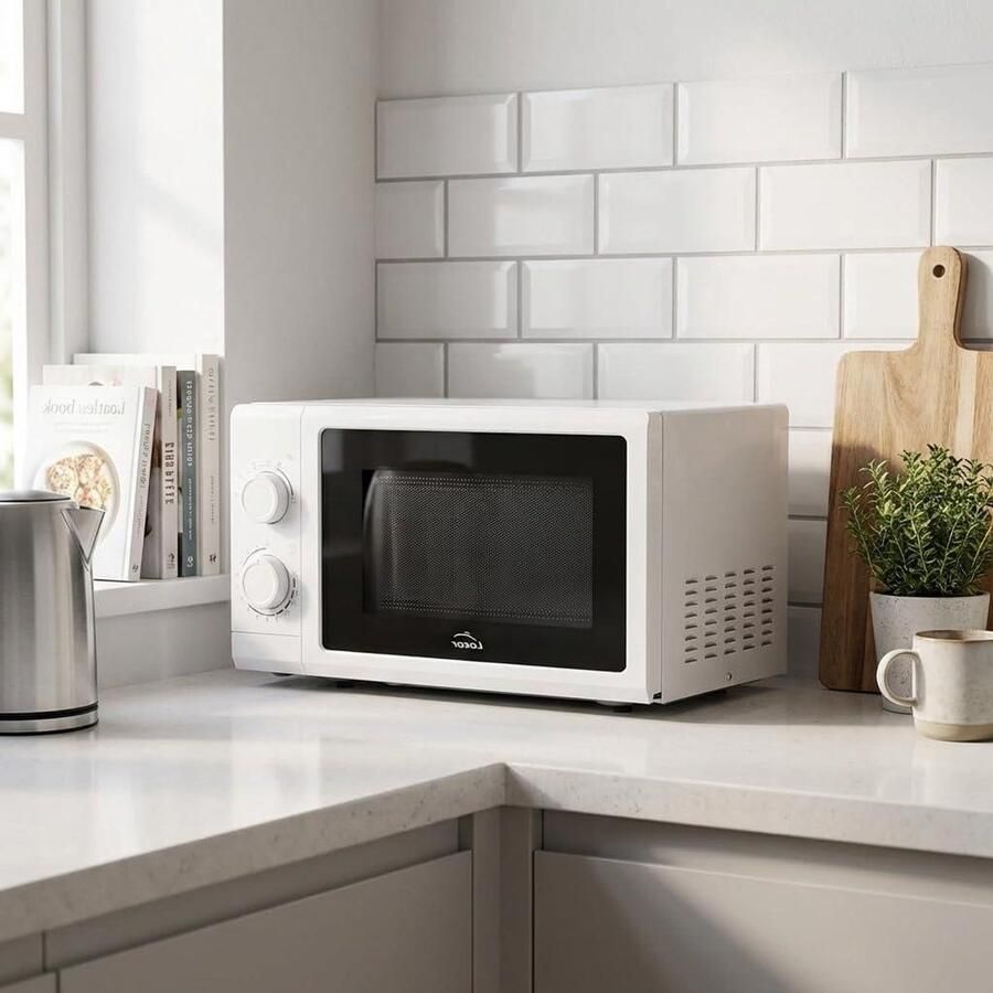 Magnetron met draaiplateau Keukenapparaat Eten opwarmen Gelijkmatige verwarming 20 Liter Wit