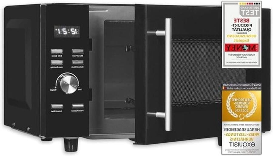 Magnetron met grill Combimagnetron Eten snel opwarmen Flatbed zonder draaiplateau 23 liter Zwart