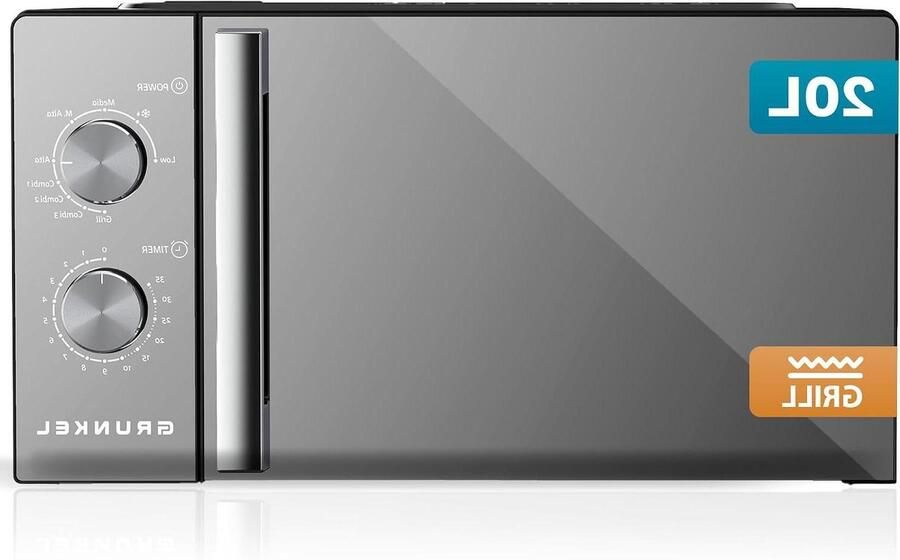Magnetron met grill Combimagnetron Oven Eten Verwarmen Spiegelfront Design 20 liter Zwart