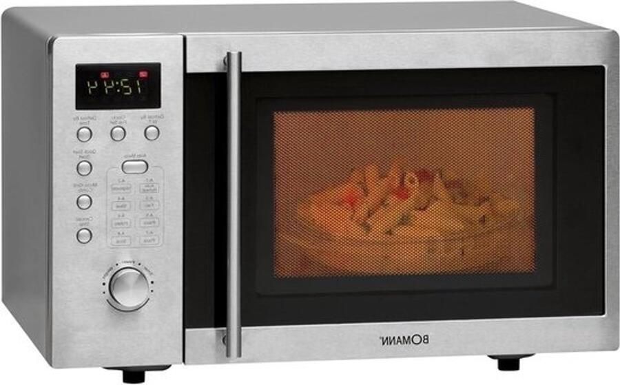 Magnetron met grill Compacte oven Snel eten bereiden 8 automatische programma's 20 liter inhoud Zilverkleurig