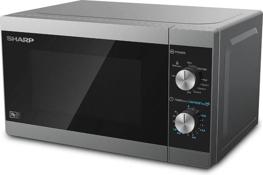 Magnetron met Grill en Ontdooi Functie 800W Magnetronvermogen 1000W Grillvermogen 5 Standen Zilver