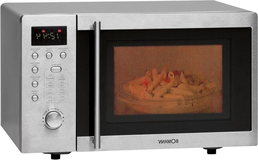 Magnetron met grill Kleine oven Snel eten bereiden 8 automatische programma's 20 liter inhoud Zilverkleurig