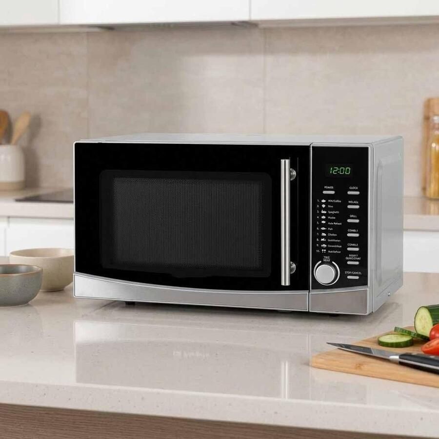 Magnetron met Grill Oven combi Snel koken 9 kookmenu's 34 liter Zilver