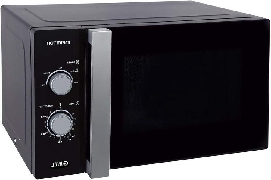 Magnetron met Grill Oven Combimagnetron Snel Eten Bereiden Grote Draaiplateau 25 Liter Wit Grijs