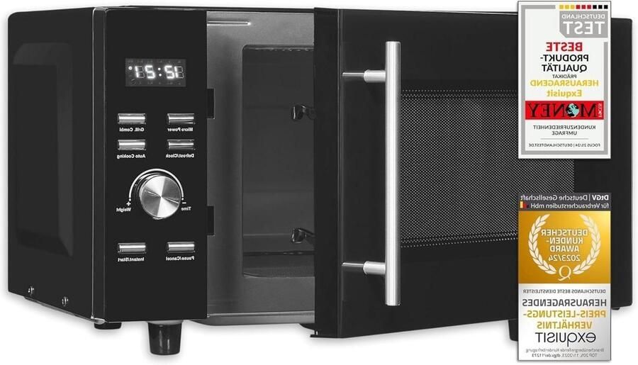 Magnetron met Grill Oven Combimagnetron Snel Eten Opwarmen Flatbed zonder Draaiplateau 23 Liter Zwart
