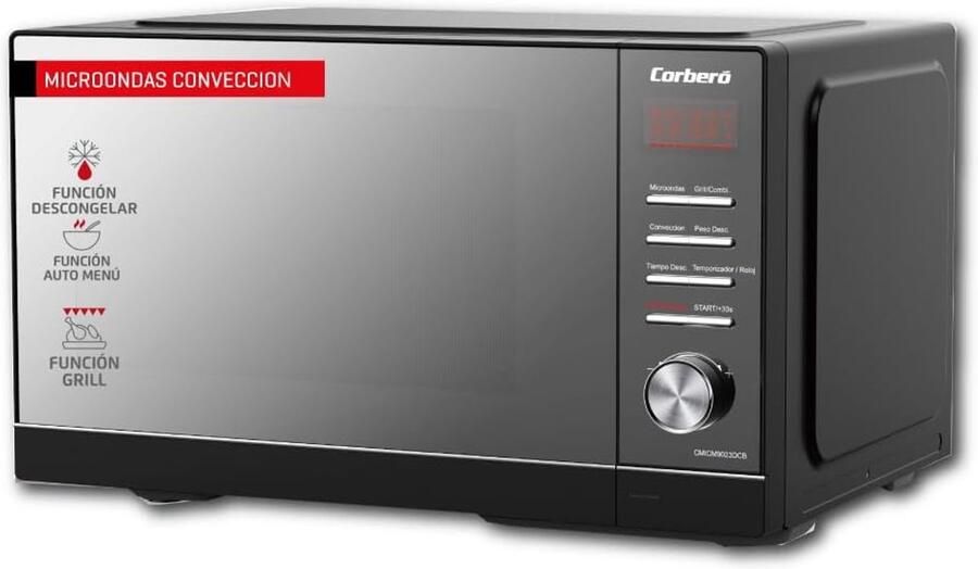 Magnetron met Grill Oven Convectieoven Snelle Maaltijden Bereiden Intelligent Automatisch Menu 23 liter Zwart Roestvrij Staal