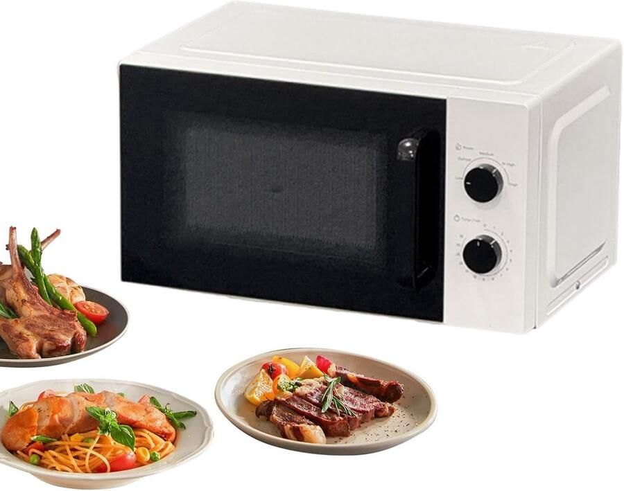 Magnetron met Handvat Compacte Oven Snel Eten Opwarmen Draaiplateau voor Gelijkmatige Warmte 20 Liter Inhoud Zwart