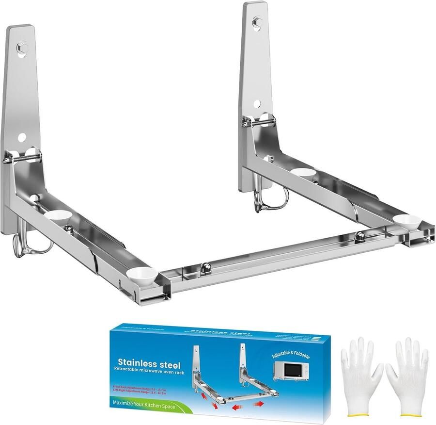 Magnetron Muurbeugel Oven Plank Keuken Opbergen Verstelbaar Opvouwbaar Tot 50kg Zwart
